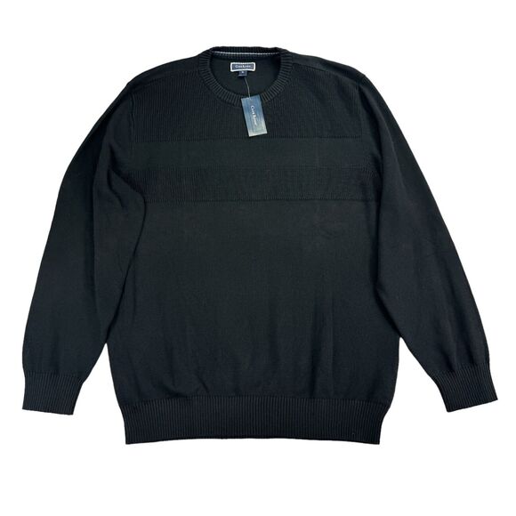 Club Room Mens Textured Cotton Crewneck Sweater Black XL - Picture 1 of 4